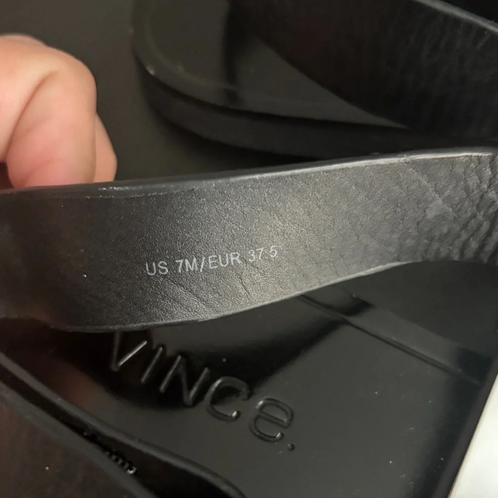 Vince Black and Metallic Silver Ciara Sandals Size 7